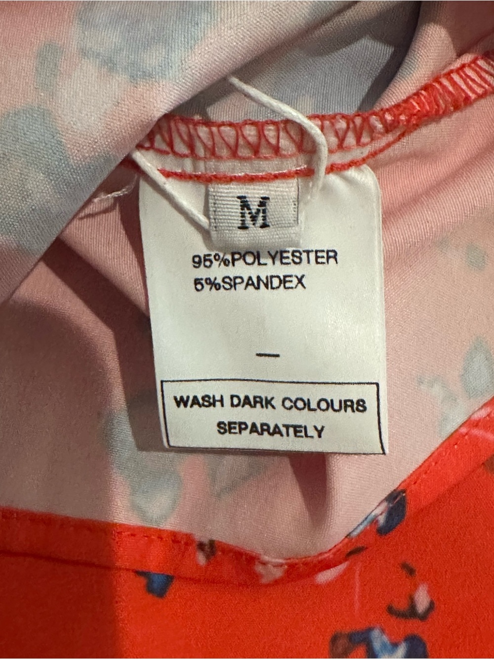 Tie-Neck Floral Halter Top in Vibrant Coral with Blue Accents - Picture 3 of 3